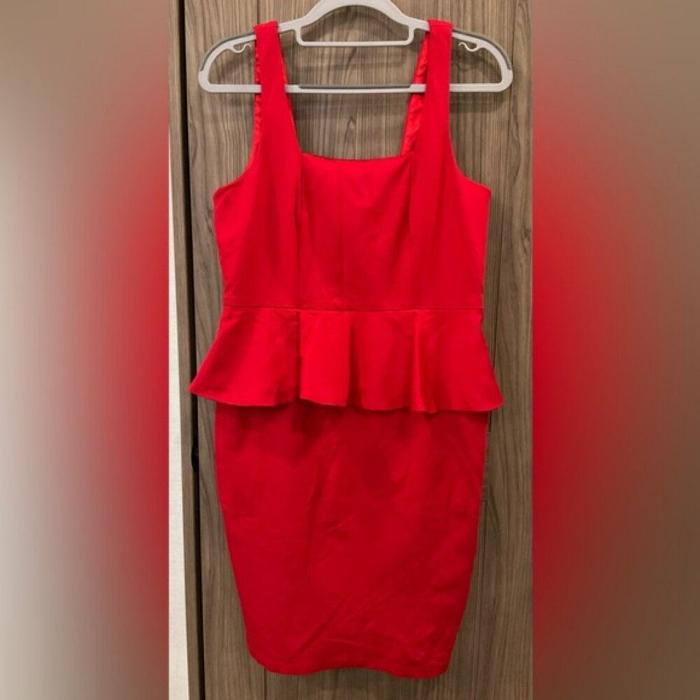 Carmen Marc Valvo Womens Sleeveless Red Zip Back Dress Size Petite M